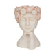 Decorative Accent Planter 18"| Lady with Floral Crown | Ivory, Pink