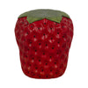 Strawberry Garden Stool | Red Polyresin w Green Leafy Cap | Black Seeds SBH-20307-01