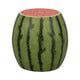 Vada Watermelon Garden Stool | Barrel Shaped Frame | Green & Pink Resin
