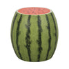 Vada Watermelon Garden Stool | Barrel Shaped Frame | Green & Pink Resin