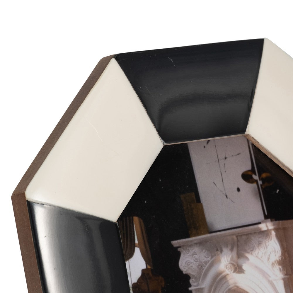 Ameya 4x4 Octagon Photo Frame | Glass Front | Resin-MDF | Black & Ivory