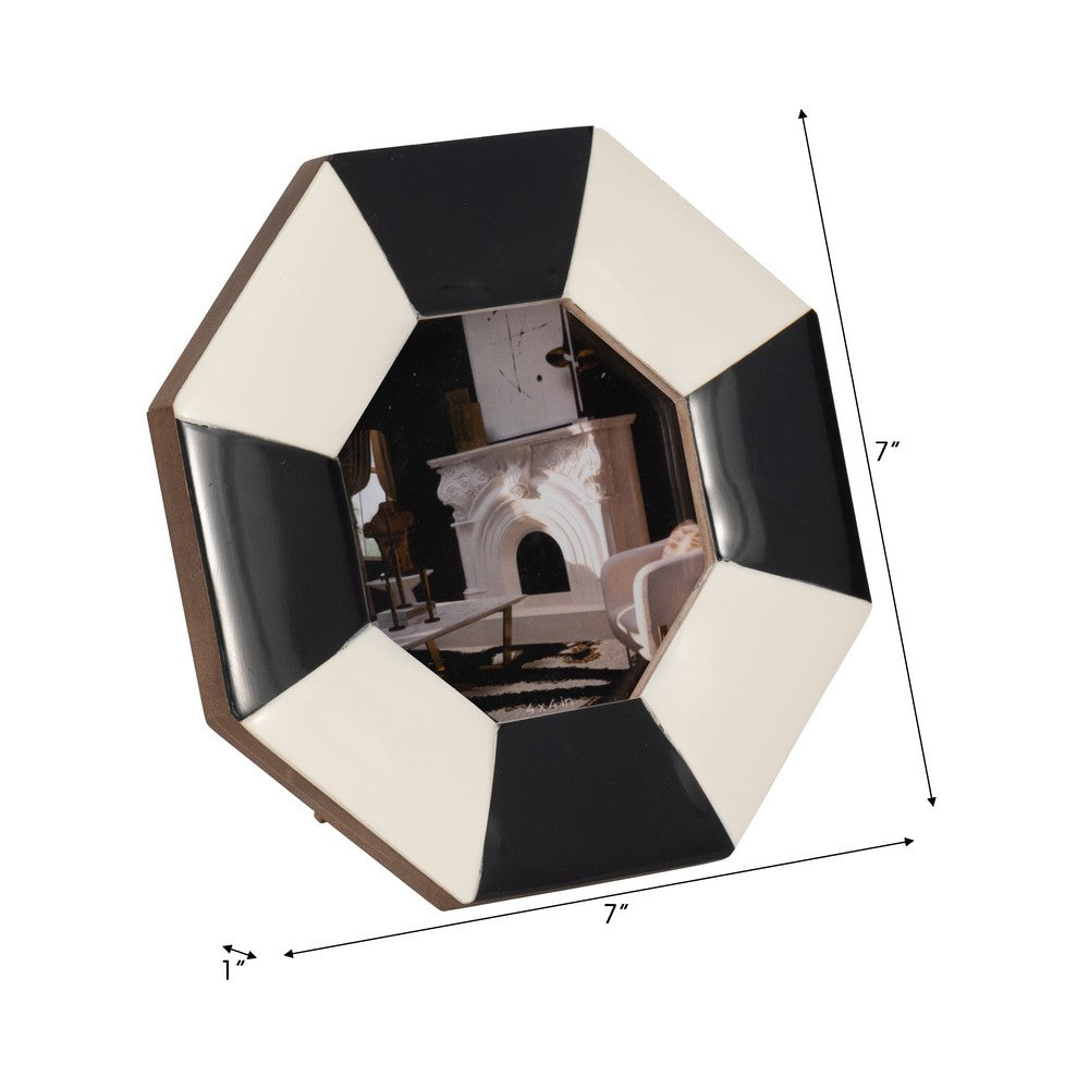 Ameya 4x4 Octagon Photo Frame | Glass Front | Resin-MDF | Black & Ivory