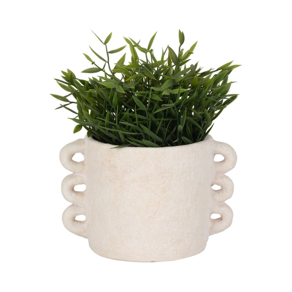Decorative Flower Planter with Arch Looped Handles | White Cement