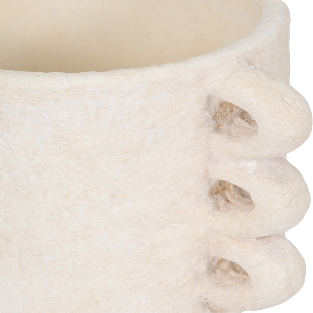 Decorative Flower Planter with Arch Looped Handles | White Cement