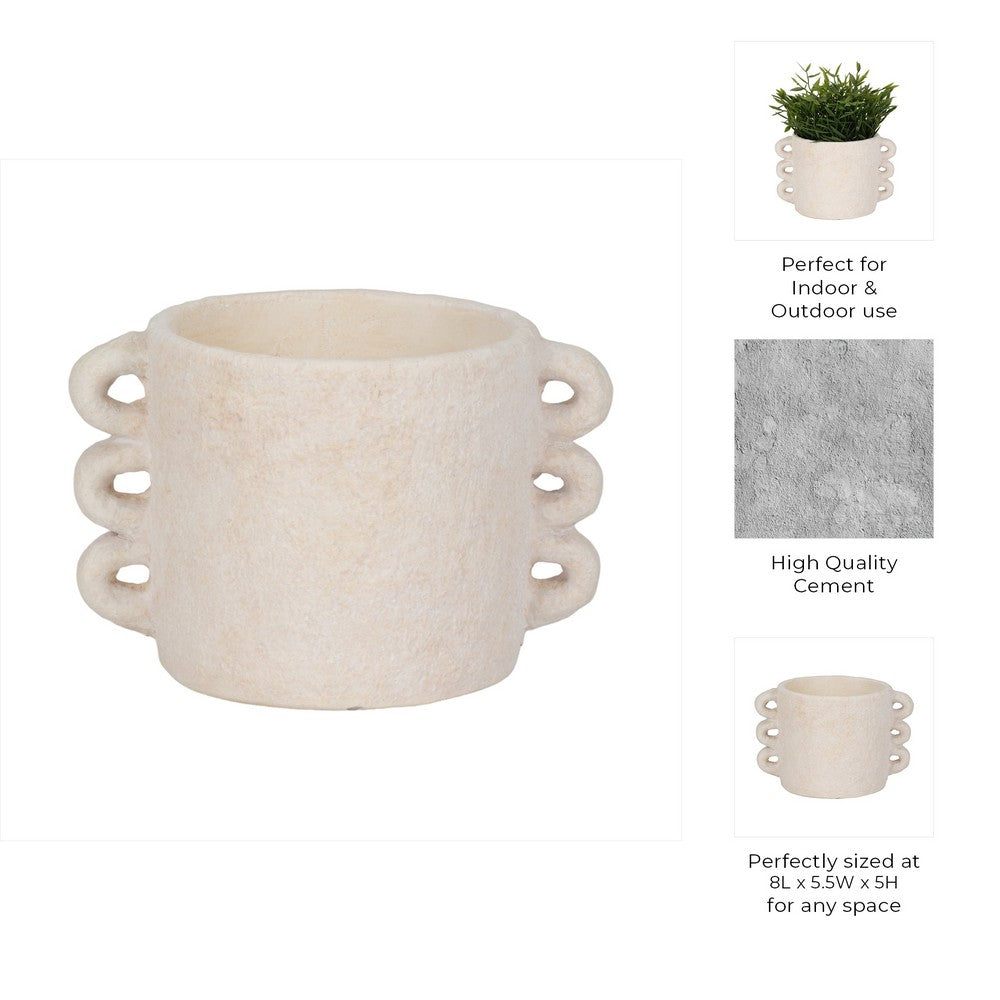 Decorative Flower Planter with Arch Looped Handles | White Cement