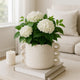 Decorative Flower Planter w Arch Looped Handles | White Cement