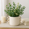 Decorative Flower Planter w Arch Looped Handles | White Cement