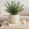 Decorative Flower Planter w Arch Looped Handles | White Cement