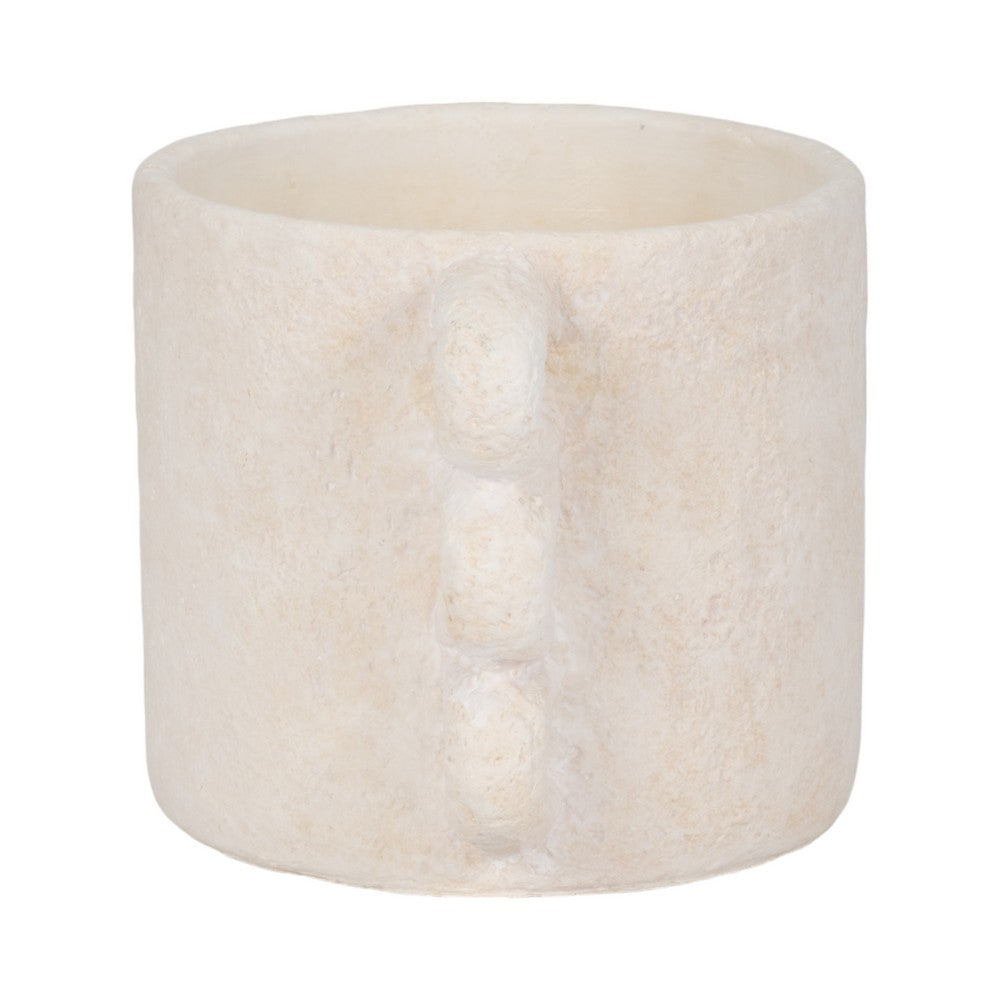 Decorative Flower Planter w Arch Looped Handles | White Cement