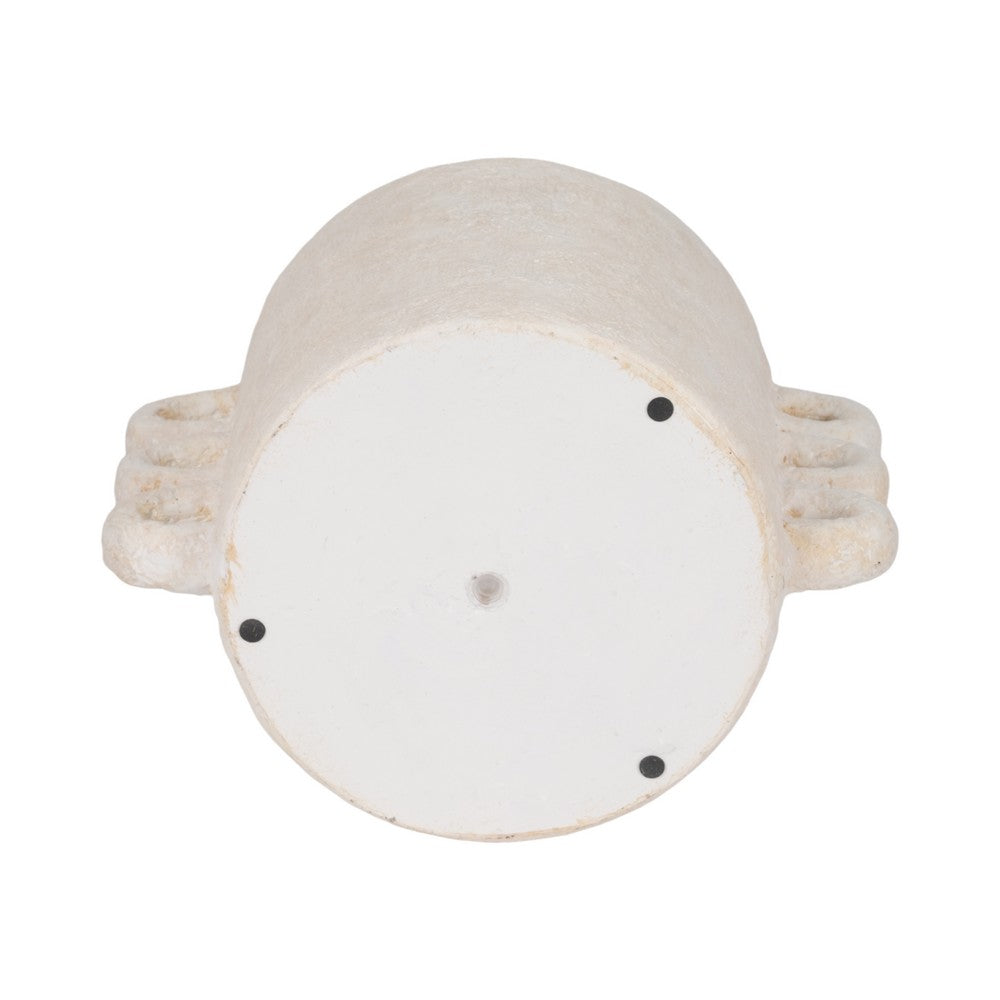 Outdoor Arch Handle Small Planter | Retro 13" Textured White Cement