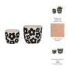 Outdoor Flower Planter Set of 2 | White Cement w Black Flower Motifs