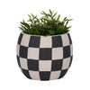 Decorative Planter | Round Shape | Checkered Black & White Cement 8"