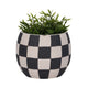 Decorative Planter | Round Shape | Checkered Black & White Cement 8"