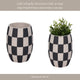 Decorative Planter | Round Shape | Checkered Black & White Cement 8"