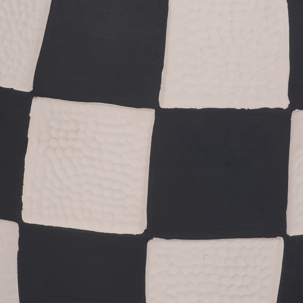 Decorative Planter | Round Shape | Checkered Black & White Cement 8"