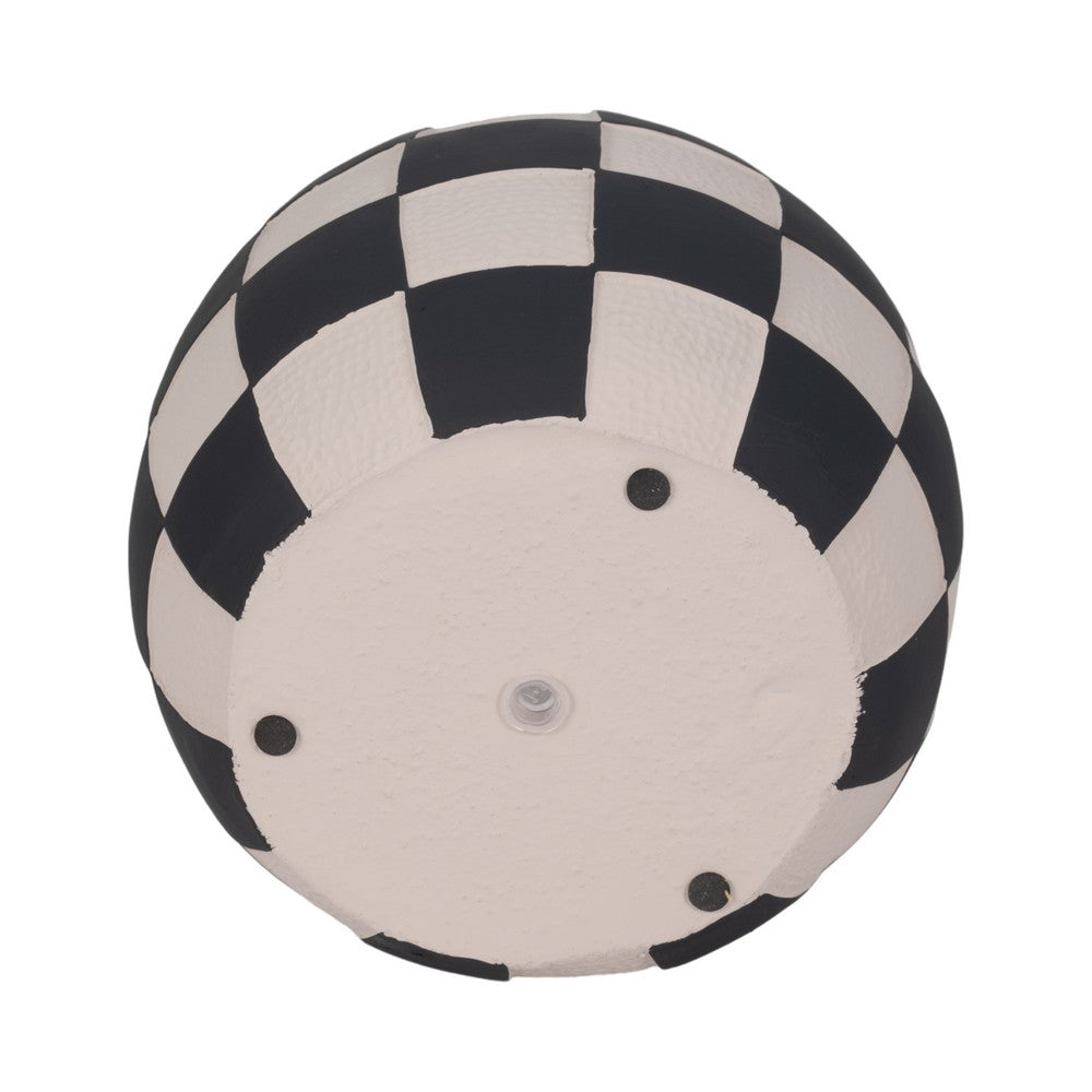 Decorative Planter | Round Shape | Checkered Black & White Cement 8"