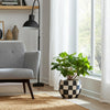 Decorative Planter | Round Shape | Checkered Black & White Cement 8"