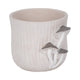 Outdoor Planter Pot | Mushroom Applique | Curved Round Gray Cement | 8"