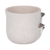 Outdoor Planter Pot | Mushroom Applique | Curved Round Gray Cement | 8"