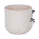 Outdoor Planter Pot | Mushroom Applique | Curved Round Gray Cement | 8"