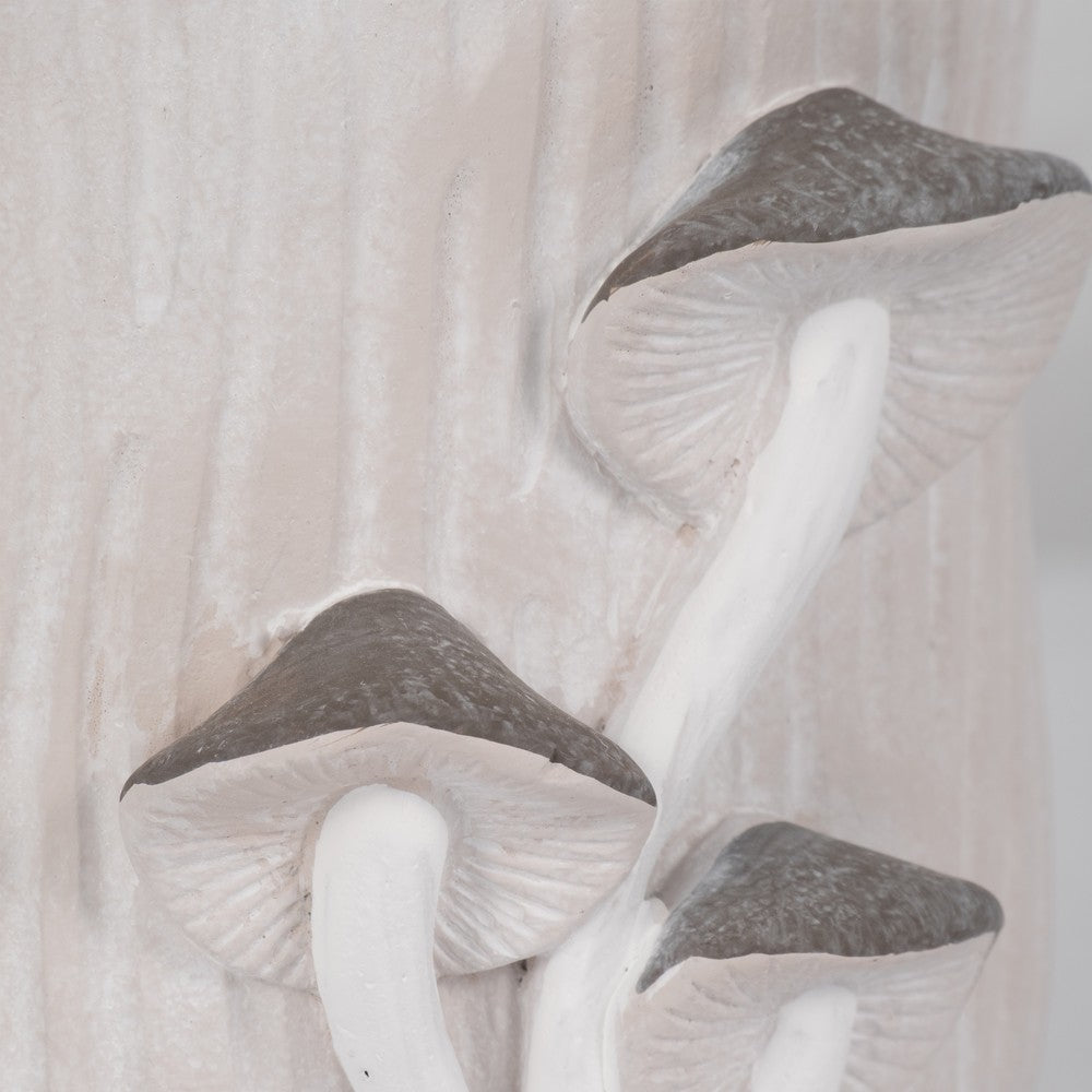 Outdoor Planter Pot | Mushroom Applique | Curved Round Gray Cement | 8"