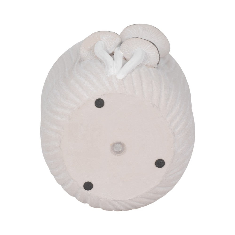 Outdoor Planter Pot | Mushroom Applique | Curved Round Gray Cement | 8"