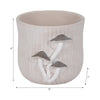 Outdoor Planter Pot | Mushroom Applique | Curved Round Gray Cement | 8"