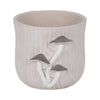 Outdoor Planter Pot | Mushroom Applique | Curved Round Gray Cement | 8"