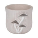 Outdoor Planter Pot | Mushroom Applique | Curved Round Gray Cement | 8"