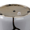 Decorative Outdoor Planter Set of 2 | Distressed White & Gold Scalloped Rim