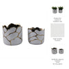 Decorative Outdoor Planter Set of 2 | Distressed White & Gold Scalloped Rim