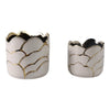 Ceramic Planter Set of 2 | Cloud Pattern & Scalloped Rim | Ivory | Gold SBH-20318