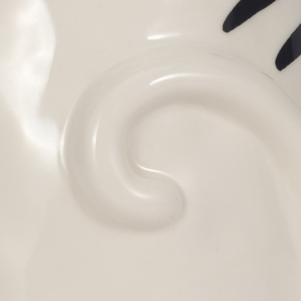 Cute Decorative Squiggly Kitty Sculptural Vase | Black Striped | 7" White
