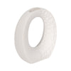 Decorative Flower Vase | Open Ring Cut Out | Rough White Ceramic | 7"