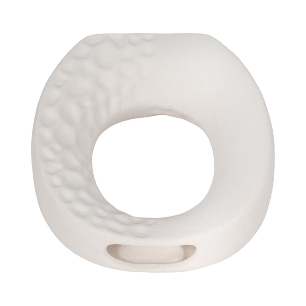 Decorative Flower Vase | Open Ring Cut Out | Rough White Ceramic | 7"