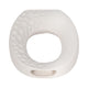 Decorative Flower Vase | Open Ring Cut Out | Rough White Ceramic | 7"