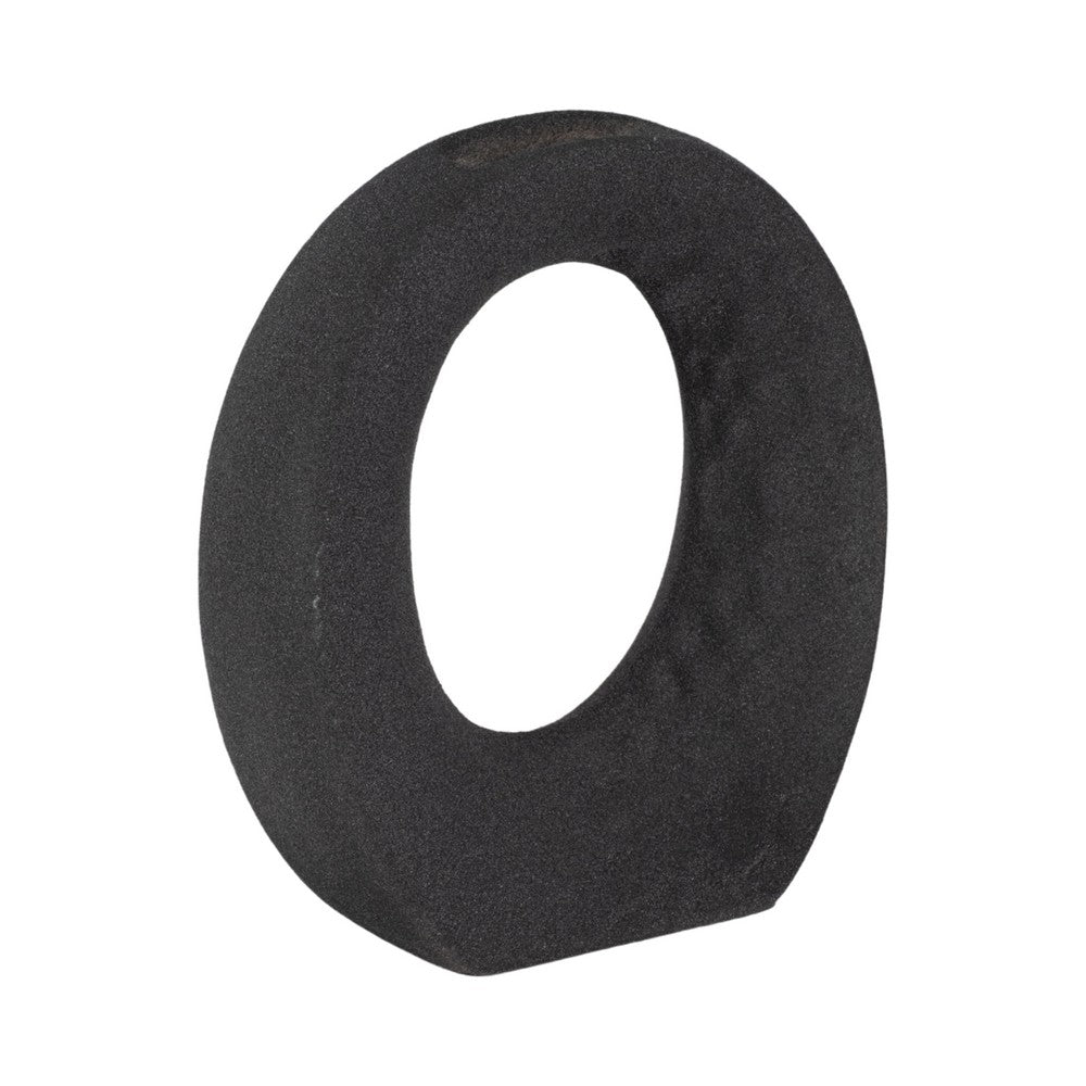 Decorative Floral Vase | Cutout Ring Sculpture | 7" Black Ceramic