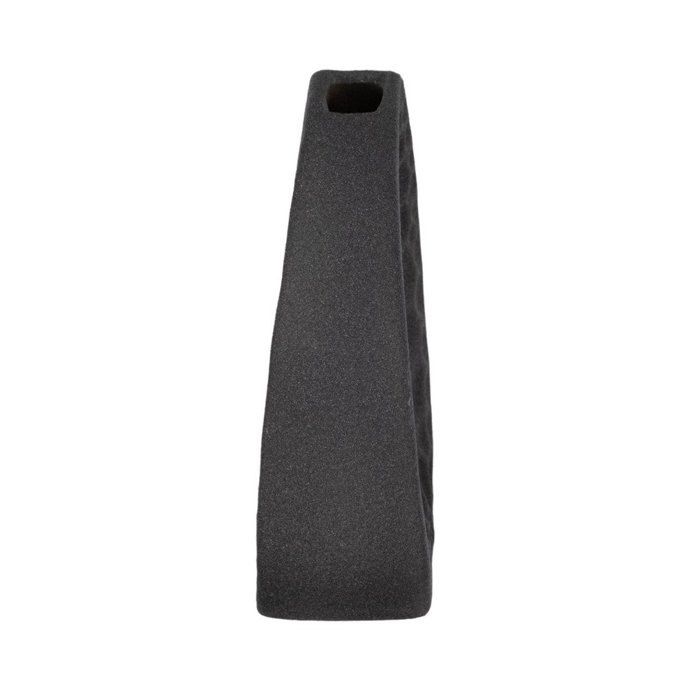 Decorative Floral Vase | Cutout Ring Sculpture | 7" Black Ceramic