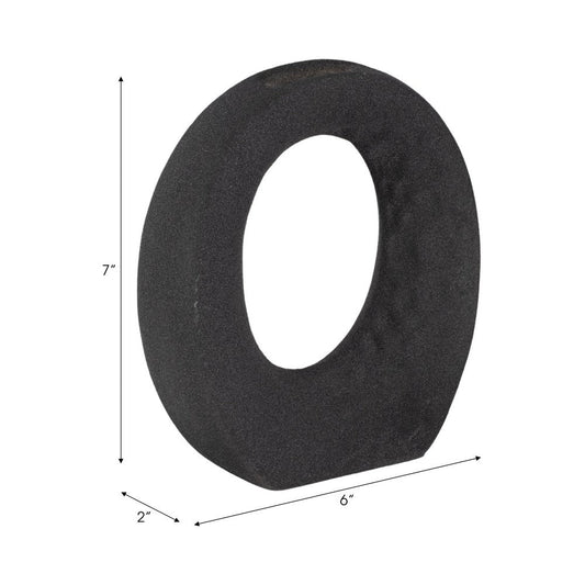 Decorative Floral Vase | Cutout Ring Sculpture | 7" Black Ceramic