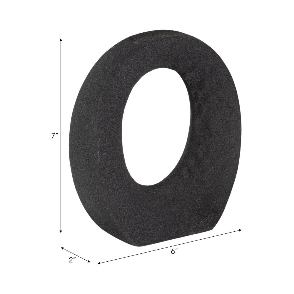 Decorative Floral Vase | Cutout Ring Sculpture | 7" Black Ceramic