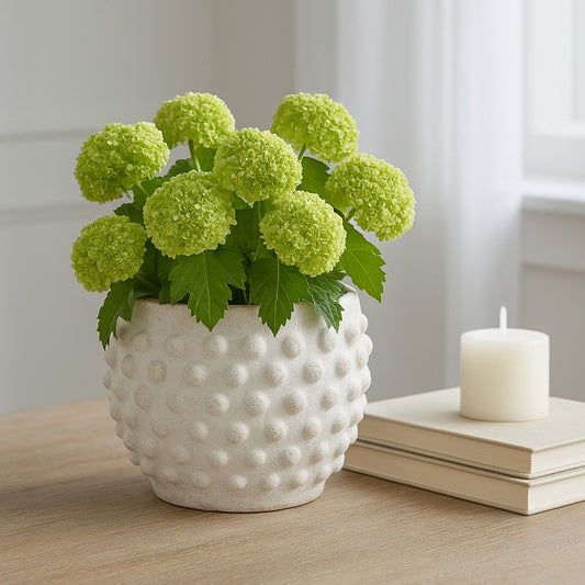 Indoor Outdoor Flower Planter | 6" | Rough White Bubbled Terracotta