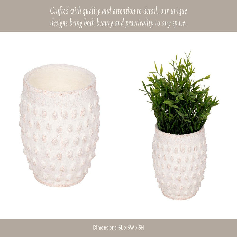 Indoor Outdoor Flower Planter | 6" | Rough White Bubbled Terracotta