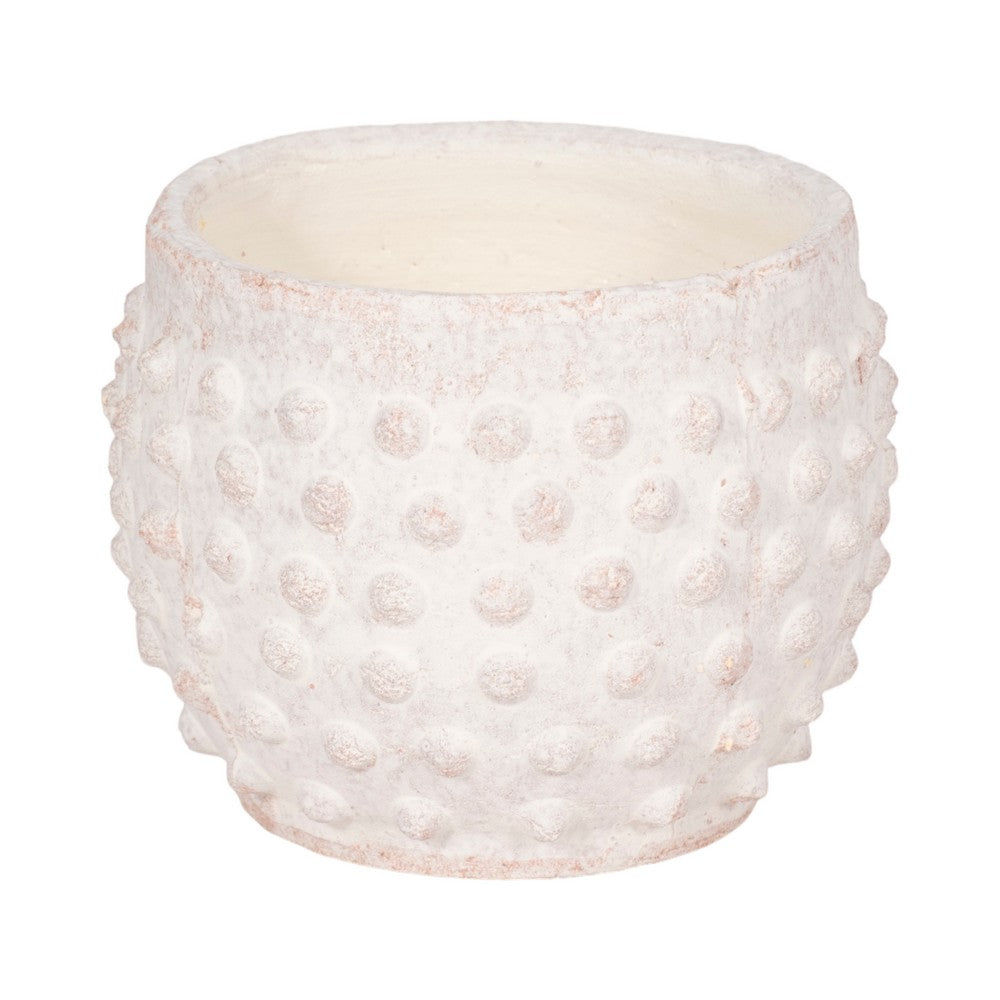 Indoor Outdoor Flower Planter | 6" | Rough White Bubbled Terracotta