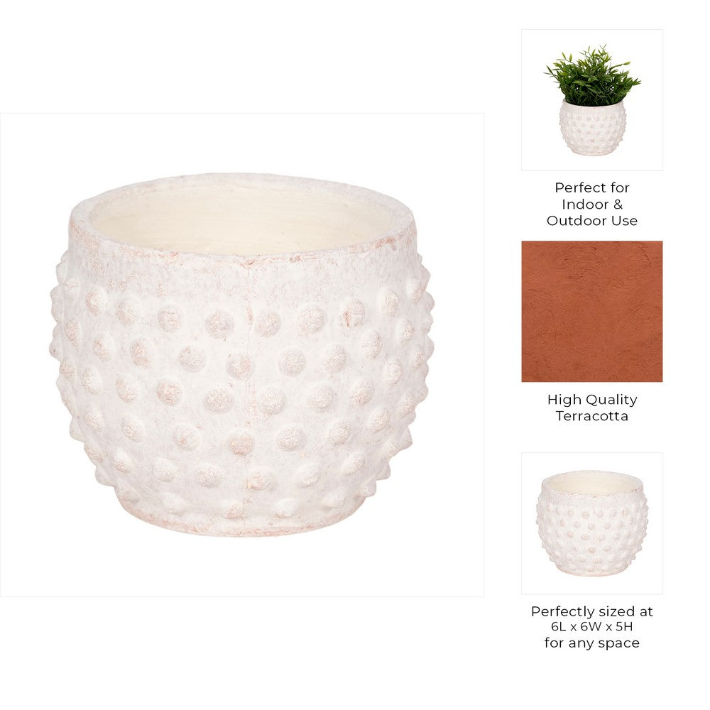 Indoor Outdoor Flower Planter | 6" | Rough White Bubbled Terracotta