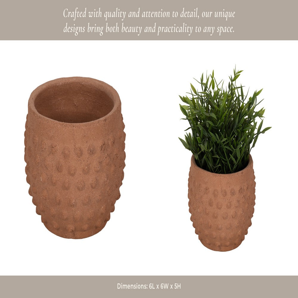 Vexo Decorative Planter | Bubble Textured Terracotta | Natural Red 6"