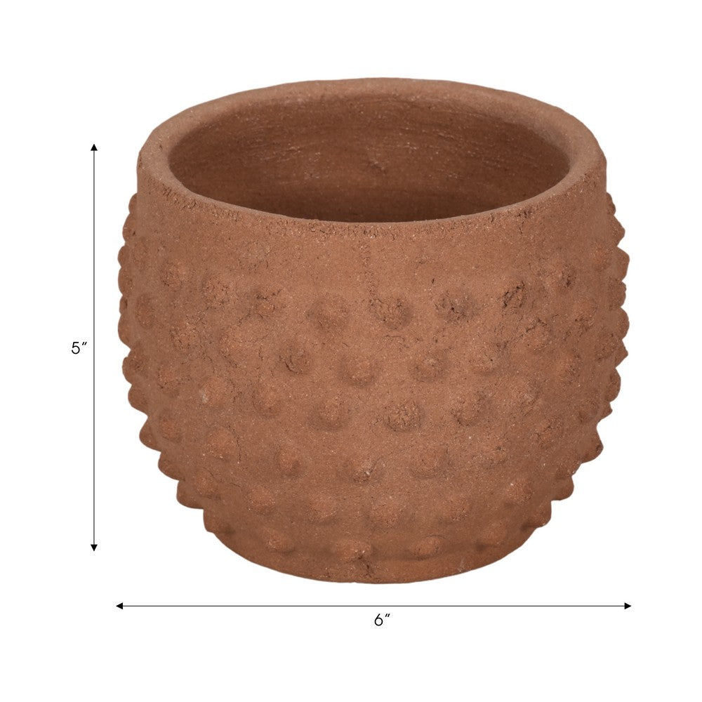 Vexo Decorative Planter | Bubble Textured Terracotta | Natural Red 6"