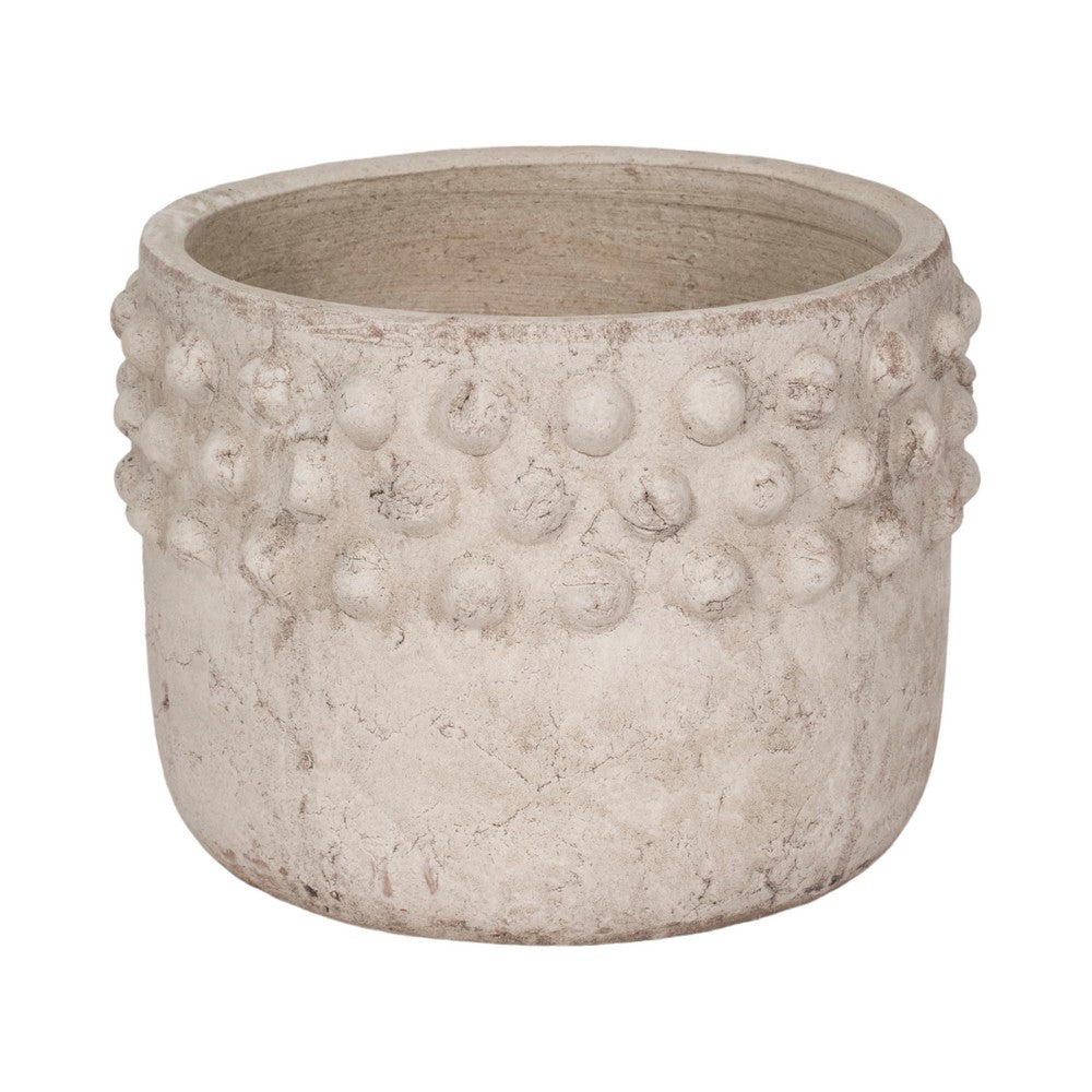 Outdoor Garden Planter | 3D Raised Bubble | 12" Weathered Rustic Ivory