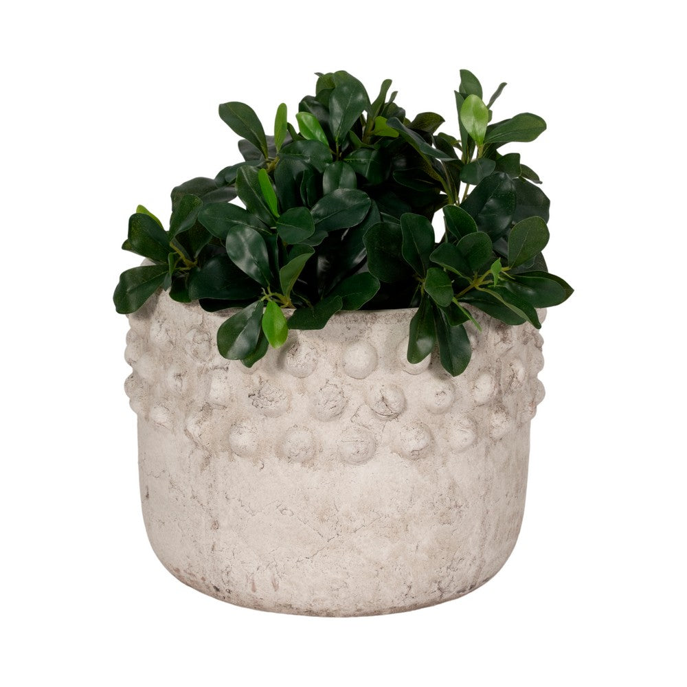Outdoor Garden Planter | 3D Raised Bubble | 12" Weathered Rustic Ivory
