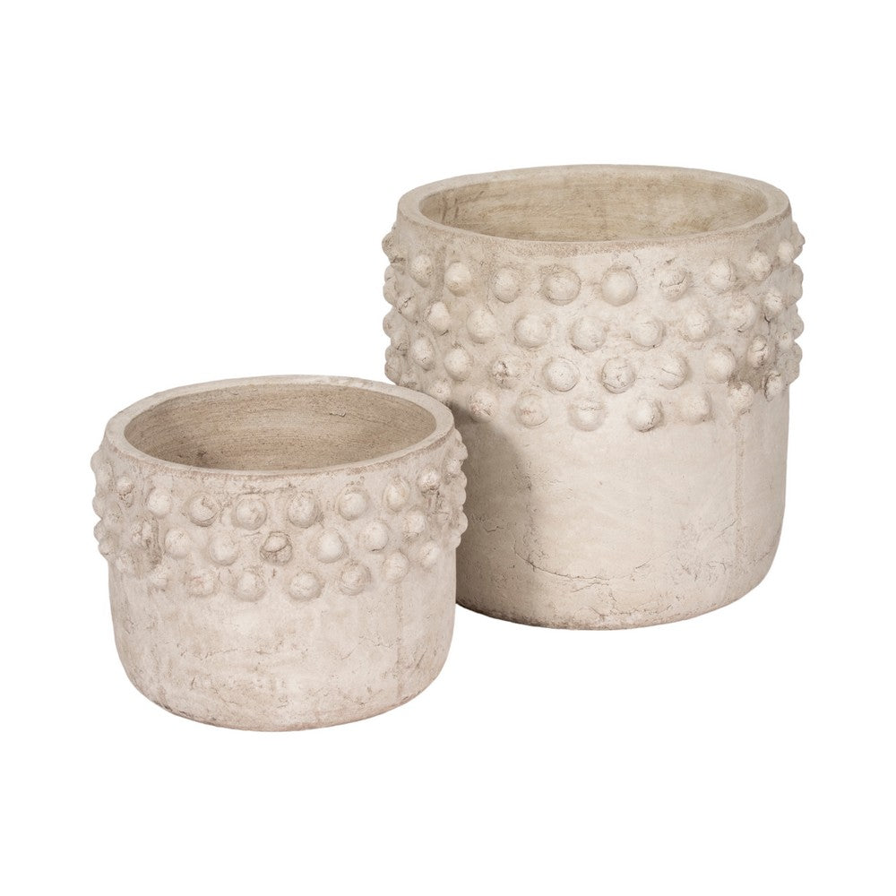 Outdoor Garden Planter | 3D Raised Bubble | 12" Weathered Rustic Ivory