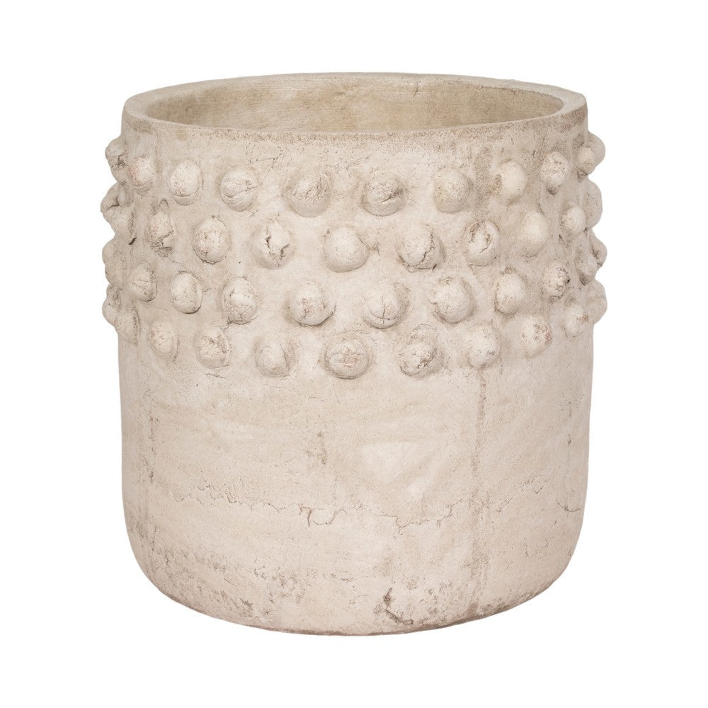 Decorative Flower Planter | Half Bubbled Weathered Ivory Terracotta SBH-20335-02